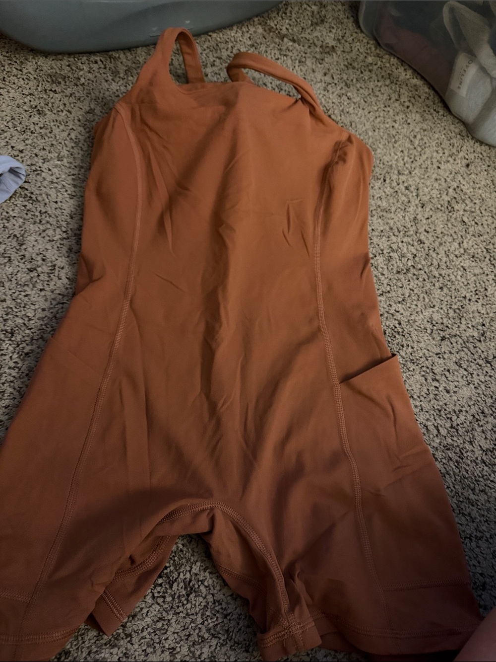 FP Movement by Free People Rust-Orange Active One-Piece Romper